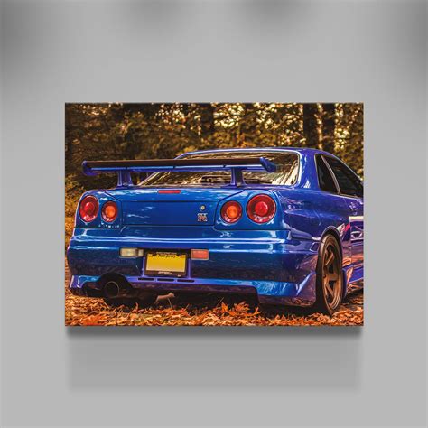 Nissan Skyline R34 Blue – Legendary Wall Art