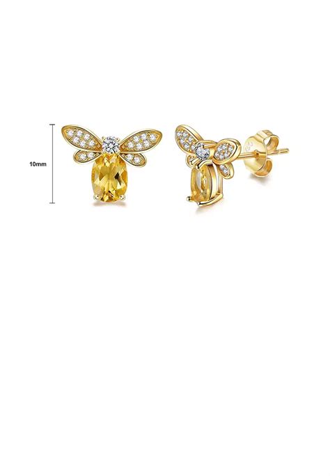 Buy Zafiti Sterling Silver Plated Gold Simple Cute Bee Stud