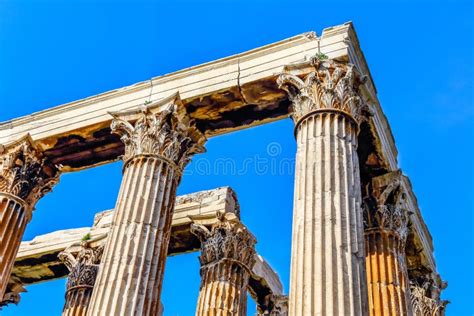 Ruins of Ancient Temple Zeus, Athens, Greece Stock Image - Image of ...