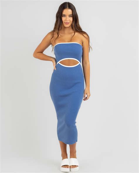 Shop Rumor Clara Midi Dress In Blue Fast Shipping Easy Returns