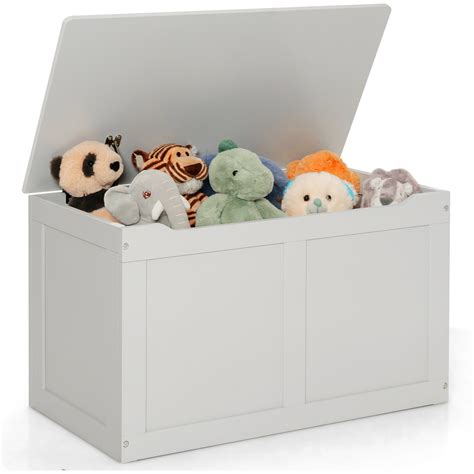 Costway Wooden Large Toy Storage Box Organizer Grey