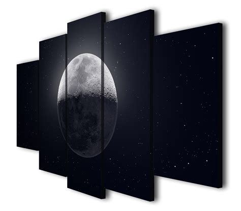 Detailed Full Moon Canvas Wall Art Print Moon Canvas Wall Etsy