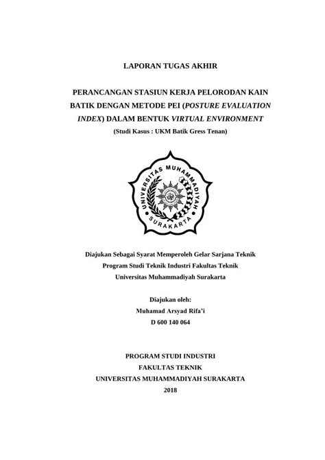 Pdf Laporan Tugas Akhir Perancangan Stasiun Kerja …eprints Ums Ac Id