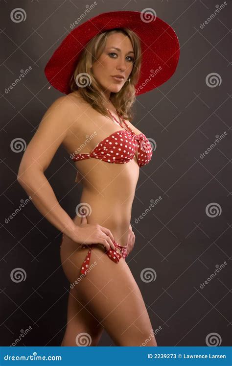 Bikini Woman With Hat Stock Image Image Of Fetching Attitude 2239273