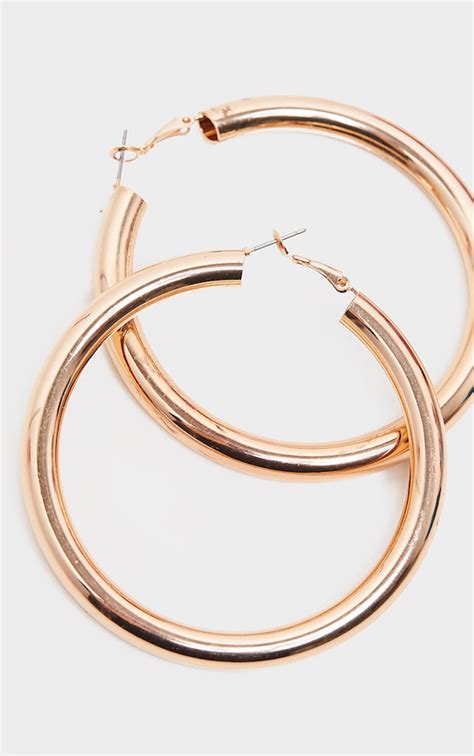 Gold Tubular Wide Hoops Accessories Prettylittlething Qa