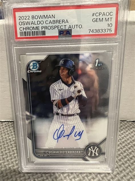 2022 Bowman Chrome Oswaldo Cabrera 1st Bowman Prospect Auto CPA OC PSA