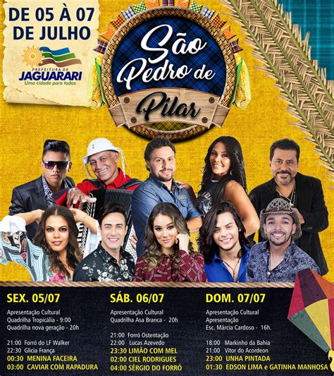 Jaguarari Confira a programação completa do São Pedro de Pilar 2019