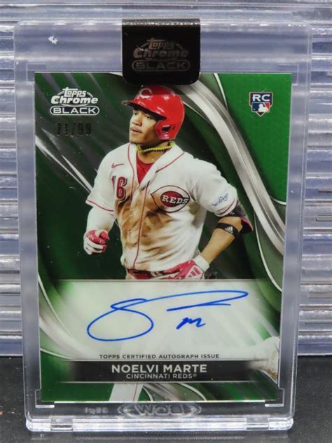 Topps Chrome Black Noelvi Marte Green Refractor Rookie Auto Rc