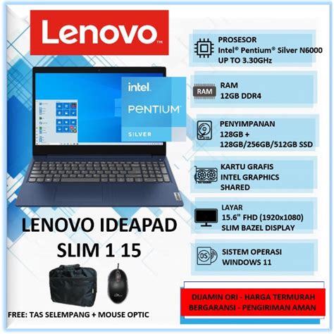 Jual Laptop Lenovo Ideapad Slim Intel Pentium N Gb Gb Ssd