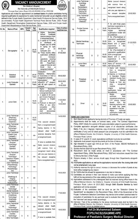 The Childrens Hospital Medical Medical Jobs 2023 2025 Job Advertisement