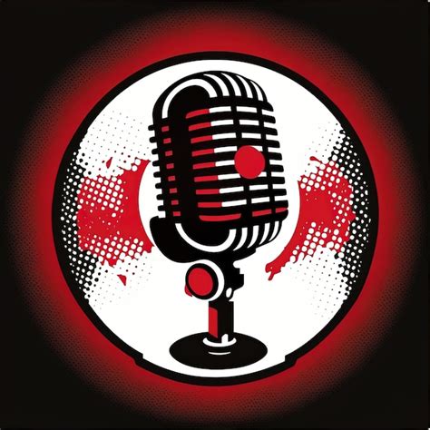 Icono De Micrófono Rojo En Círculo Logotipo De Podcast Fondo Blanco