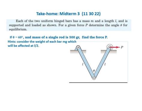 Solved Each Of The Two Uniform Hinged Bars Has A Mass M And Chegg