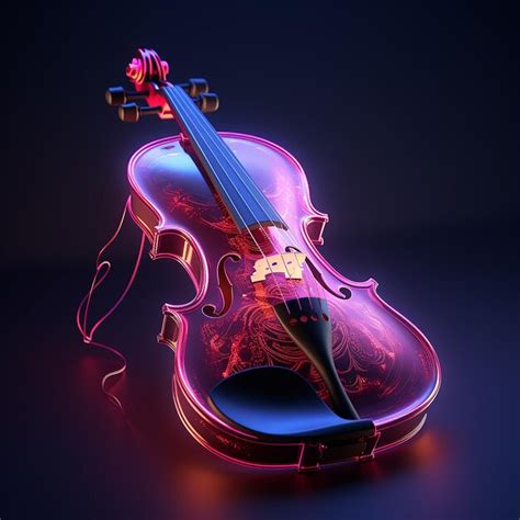 Premium Photo D Rendered Illustration Of A Neon Style Violine