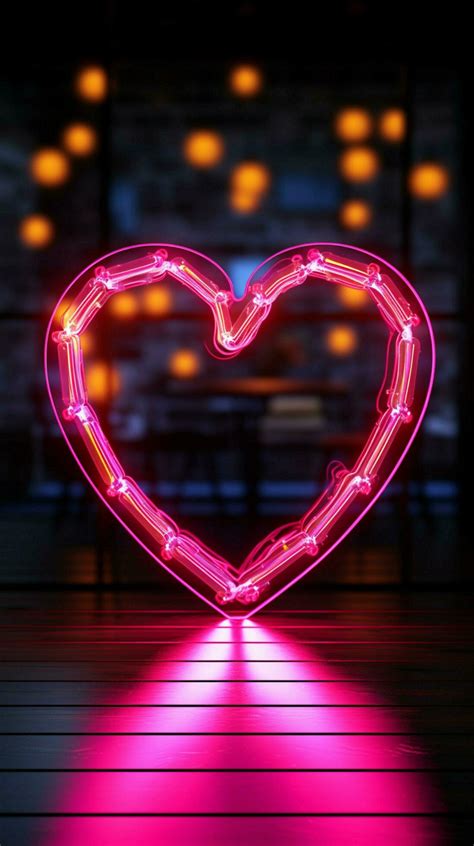 Glowing love A neon sign outlines a heart shape for romantic ambiance ...