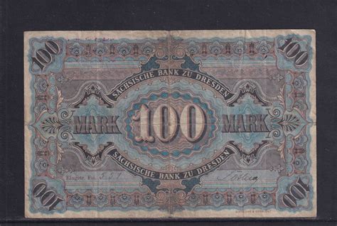 Deutsches Reich Sachsen 100 Mark 1911 Sächsische Bank Dresden Serie