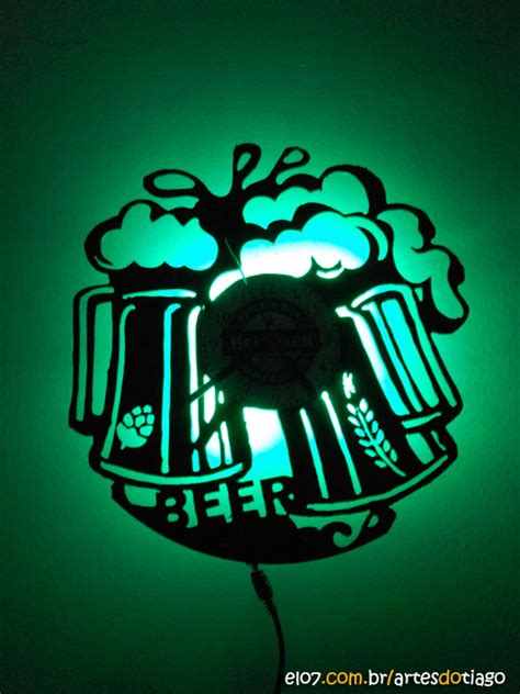 Relógio de Vinil LED Beer Elo7 Produtos Especiais