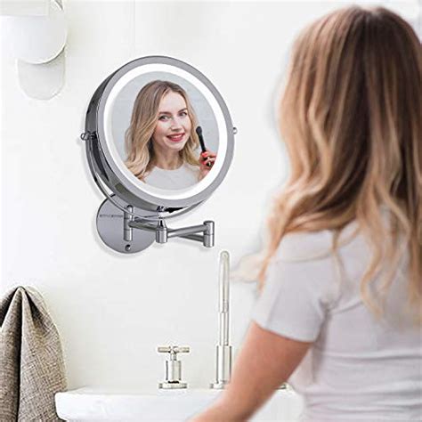 Ovente Wall Mount Lighted Makeup Mirror 8 5 Inch 7X Magnification And