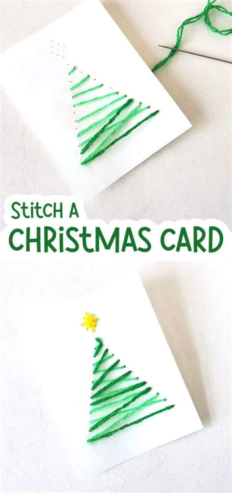 Stitched Christmas Cards - String Art * Moms and Crafters