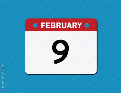 9th February calendar icon. Calendar template for the days of February. vector illustrator ...