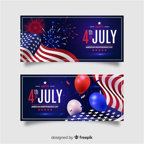 Free Vector | Fourth of july banners