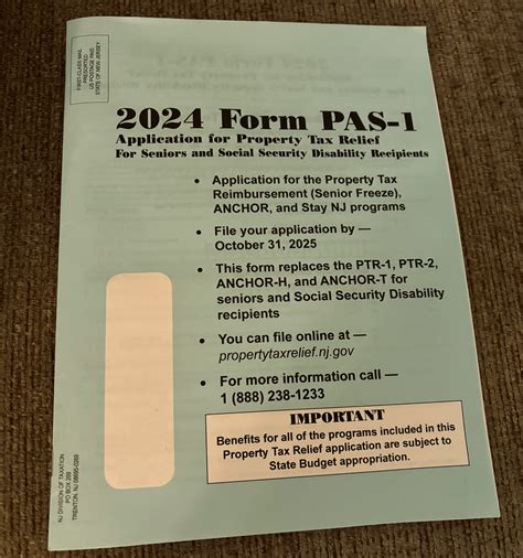 DEADLINE TO FILE THE NJ PAS-1 PROPERTY TAX RELIEF APPLICATION IS FRIDAY