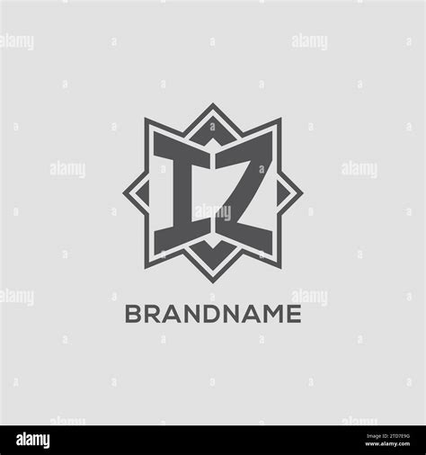 Monogram Iz Logo With Eight Point Star Style Design Vector Graphic