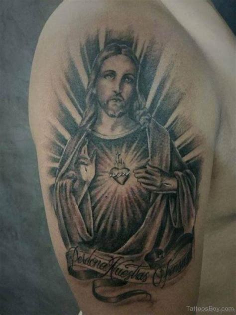 Classic Jesus Tattoos On Shoulder