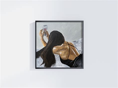 Naked Woman Original Square Painting Naked Woman Wall Art Bedroom
