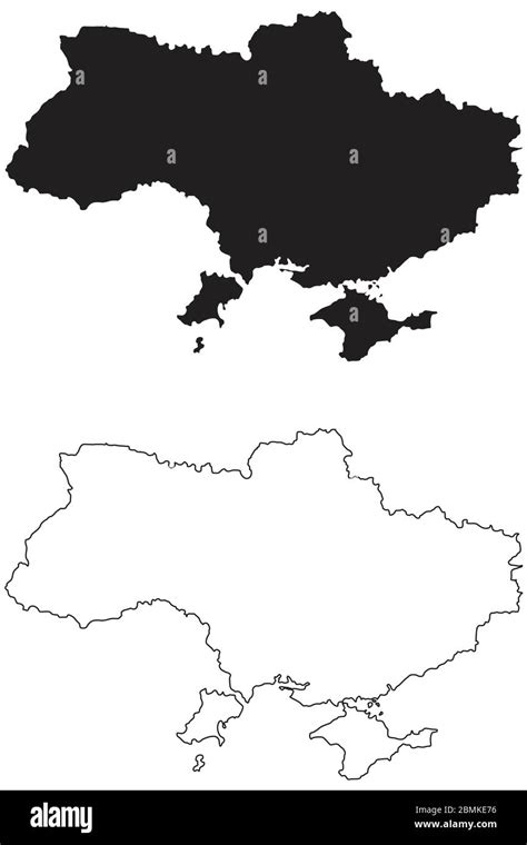 Ukraine Country Map. Black silhouette and outline isolated on white ...