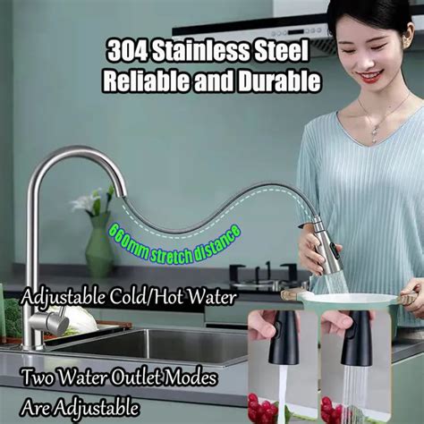 Universal 304 Stainless Steel Kitchen Faucet Stainless 360 Swivel Cold Hot Water Tap Sink