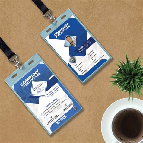 Id Card Template For Companies And Businesses Blue