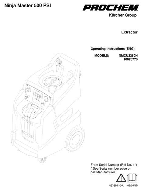 PROCHEM NINJA MASTER 500 PSI NMCU2250H OPERATING INSTRUCTIONS MANUAL