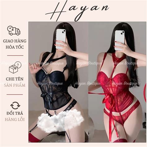 HT Bodysuit ren cup ngực có GỌNG kèm ĐỆM LÓT đồ cosplay lingerie quyến rũ gợi cảm HT