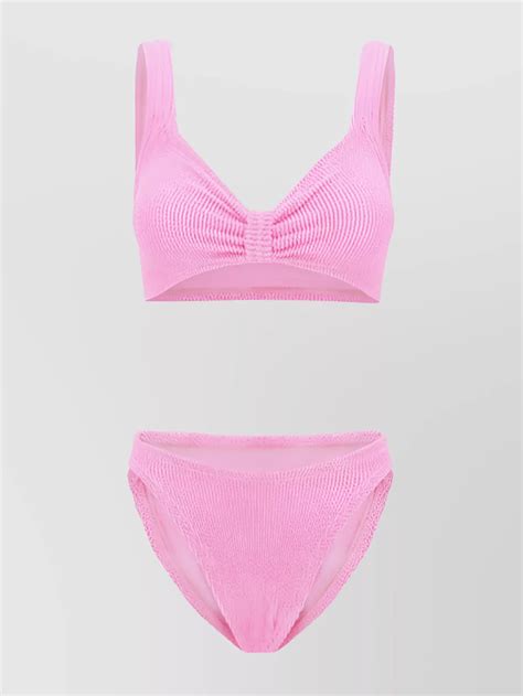 Hunza G Ribbed Texture Bandeau Bikini Set The Fashion Square