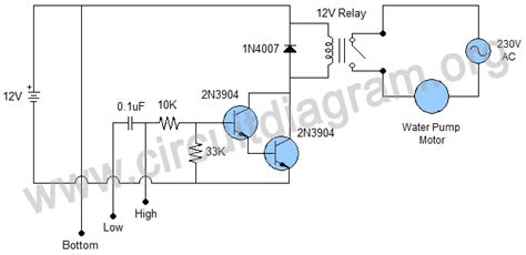 Simple Automatic Water Pump Controller | Circuit Diagram