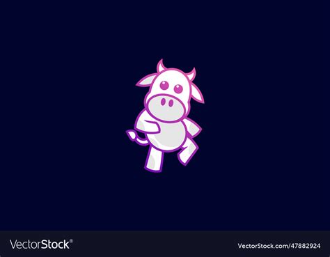 Cute cow lineart template logo design Royalty Free Vector