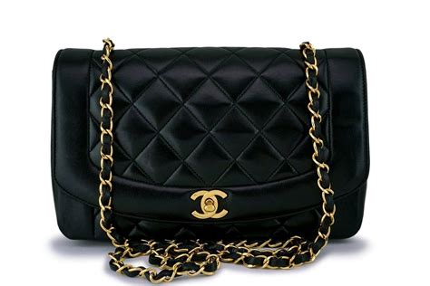 Chanel Vintage Black Medium Classic Diana Flap Bag 24k Ghw