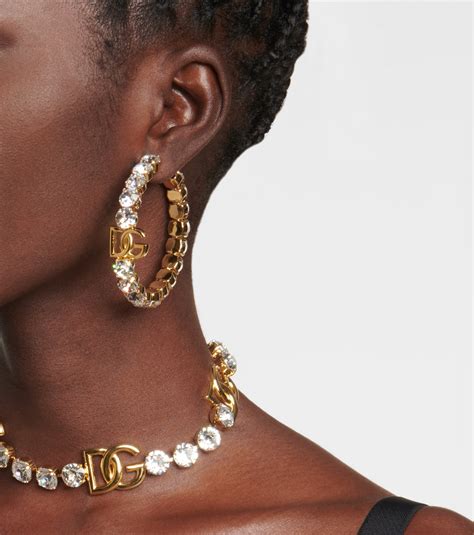 Embellished Hoop Earrings In Gold Dolce Gabbana Mytheresa