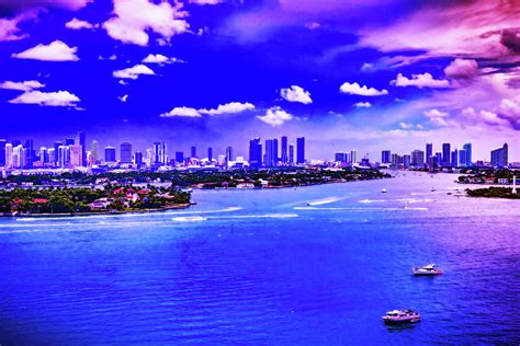 CyberPunk Neon, Cityscape - skyline - Urban - Miami skyline, United States 2 Painting by ...