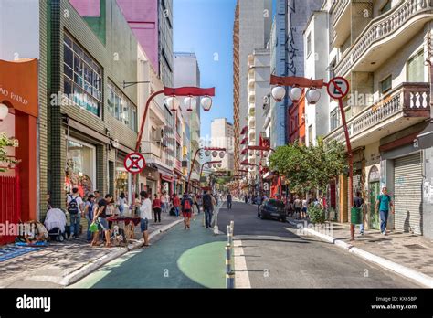 Liberdade Avenue At Liberdade Japanese Neighborhood Sao Paulo Brazil