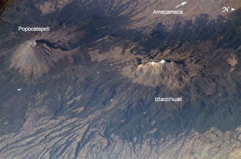 Mapa Satelital De Los Volcanes Popocatépetl E Iztaccihuatl Mexico