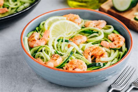 Low Carb Zucchini Pasta With Lemon Garlic Shrimp