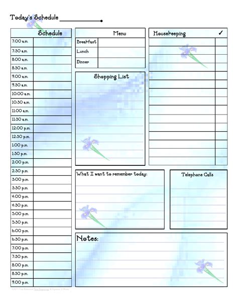 Blue Daily Schedule Template Flowers Download Printable Pdf Templateroller