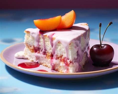 Un Morceau De Gâteau Sur Une Assiette Avec Une Cerise Sur Le Dessus