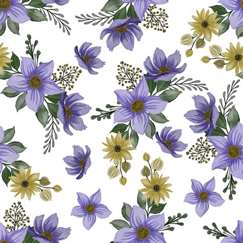 Premium Vector Purple Bouquet Seamless Pattern