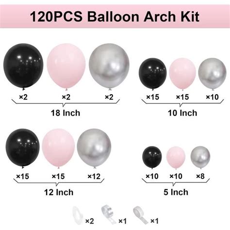 Kit Arche De Ballon Noir Rose Pi Ces Kit Guirlande De Ballons Rose