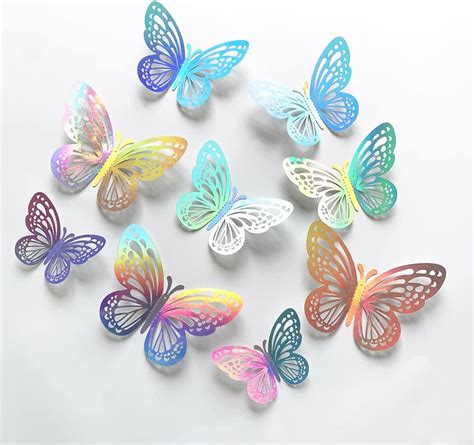 QHFlashbuy 3D Papillons Papiers Décoration 60 Pièces Papillon Stickers