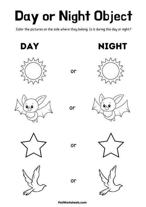 Day And Night Worksheets Firstworksheets