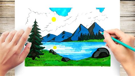 How To Draw A Lake Easy