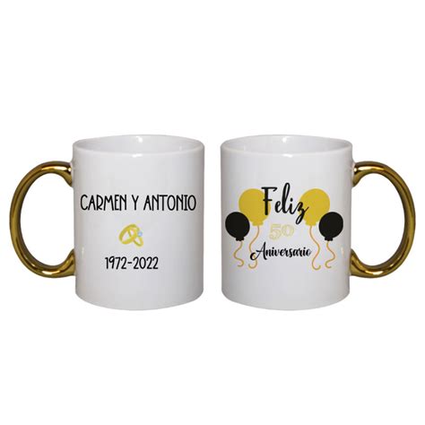 Taza Personalizada Aniversario Bodas De Oro Regalos Guays